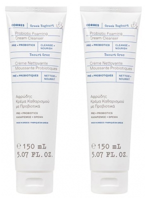 Korres Greek Yoghurt Foaming Cream Cleanser Probiotics 2 x 150 ml