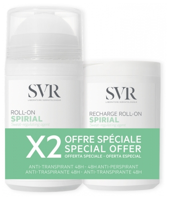 SVR Spirial Deodorant Anti-Transpirant 48H Roll-On 50 ml + Nachfüllpackung Roll-On 50 ml