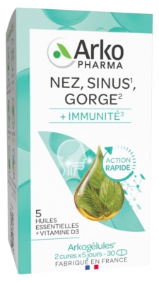 Arkopharma Arkogélules Nariz Senos Nasales Garganta + Inmunidad 30 Cápsulas