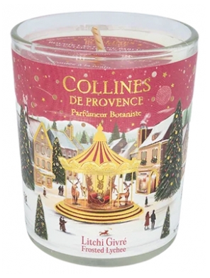 Collines de Provence Bougie de Noël 75 g - Senteur : Litchi Givré