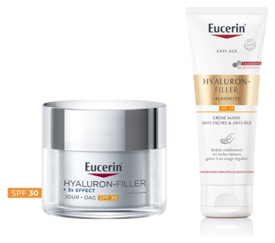 Eucerin Hyaluron-Filler + 3x Effect Creme de Dia SPF30 50 ml + Hyaluron-Filler + Elasticity Creme de Mãos Anti-Manchas & Anti-Idade SPF30 75 ml