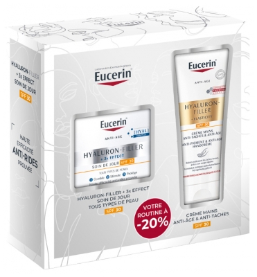 Eucerin Hyaluron-Filler + 3x Effect Creme de Dia SPF30 50 ml + Hyaluron-Filler + Elasticity Creme de Mãos Anti-Manchas & Anti-Idade SPF30 75 ml