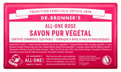 Dr Bronner's Reine Pflanzenseife All-One 140 g - Parfum: Rosa