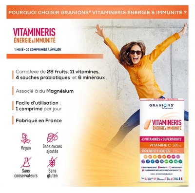 Granions VItamineris Énergie & Immunité 30 Comprimés