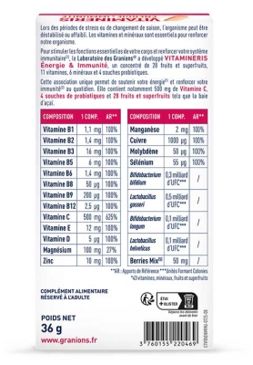 Granions VItamineris Énergie & Immunité 30 Comprimés