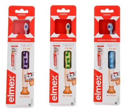 Elmex Escova de Dentes Suave Iniciante 0-3 Anos + Mini Pasta de Dentes Anti-Cáries 0-6 Anos 12 ml