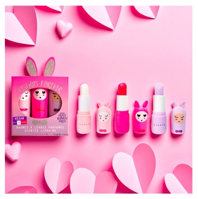 Inuwet Fuchsia Bunnies Trio Scented Lip Balms 3 x 3.5 g