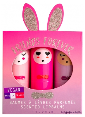 Inuwet Trio Lapins Fushia Baumes à Lèvres Parfumés 3 x 3,5 g