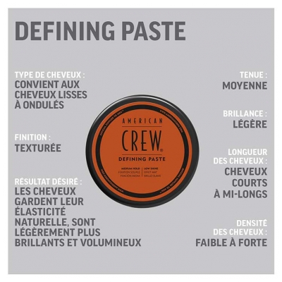 American Crew Defining Paste Cire Cheveux Fixation Souple et Effet Mat 85 g