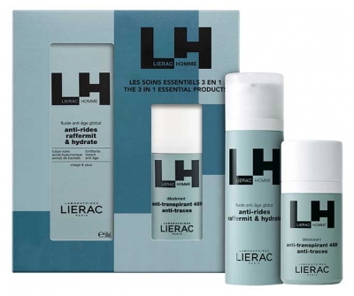 Lierac Homme Fluide Anti-Âge Global 50 ml + Déodorant Anti-Transpirant 48H Anti-Traces 50 ml Offert