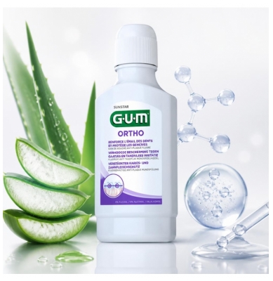 GUM Ortho Apă de Gură Anti-Placă cu Fluor 300 ml
