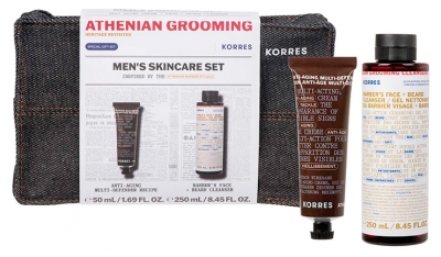 Korres Athenian Grooming Anti-Aging Multi-Defense Verzorging 50 ml + Barbiers Reinigingsgel Gezicht + Baard 250 ml