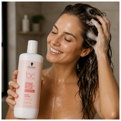 Schwarzkopf Professional Bonacure Shampoing pour Cheveux Abîmés Repair Rescue + 1000 ml