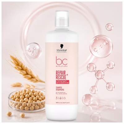 Schwarzkopf Professional Bonacure Shampoing pour Cheveux Abîmés Repair Rescue + 1000 ml