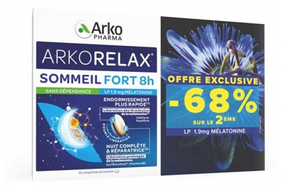 Arkopharma Arkorelax Sommeil Fort 8H Lote de 2 x 15 Comprimidos