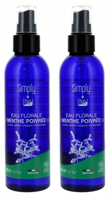 Simply Bio Eau Florale de Menthe Poivrée Bio Lot de 2 x 200 ml