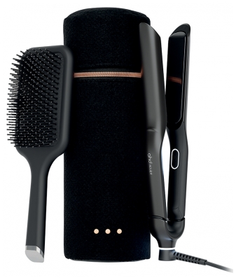 ghd Melns interaktīvā Sculpt taisnotāja komplekts + 1 Plakanā suka + 1 Karstumizturīgs maciņš