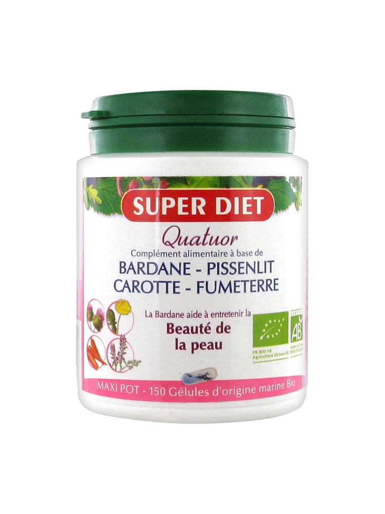 Super Diet Quatuor Bardane Beauté de la Peau Bio 150 Gélules Super Diet Quatuor Bardane Beauté de la Peau Bio 150 Gélules