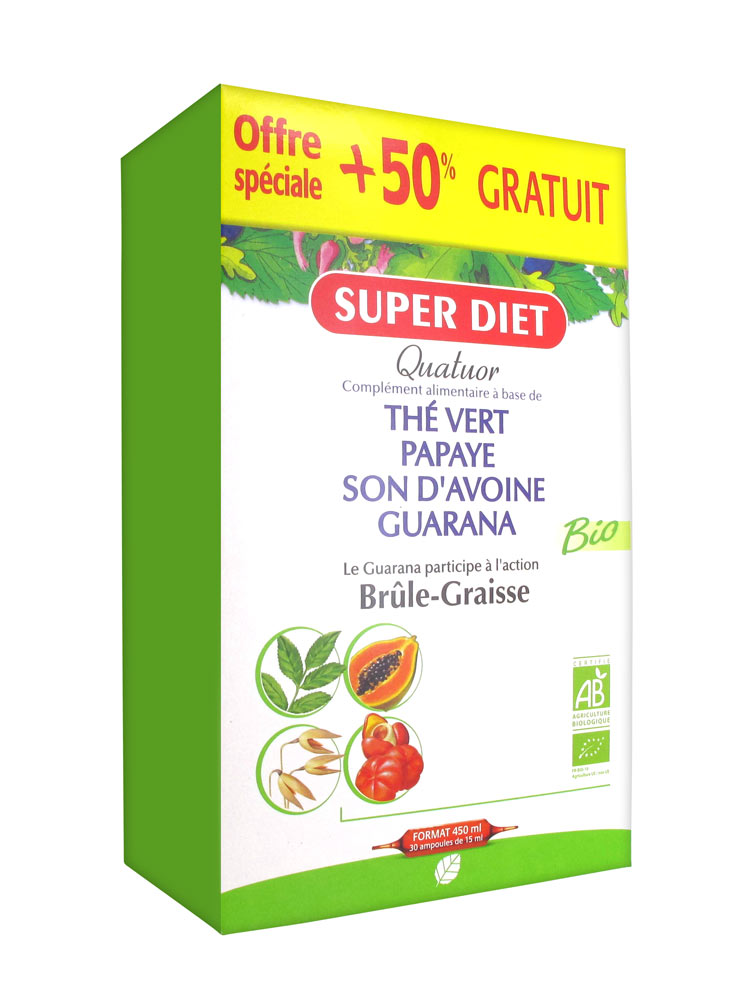 Super Diet Quatuor Guarana Brûle-Graisse Bio 30 Ampoules ... Super Diet Quatuor Guarana Brûle-Graisse Bio 30 Ampoules ...