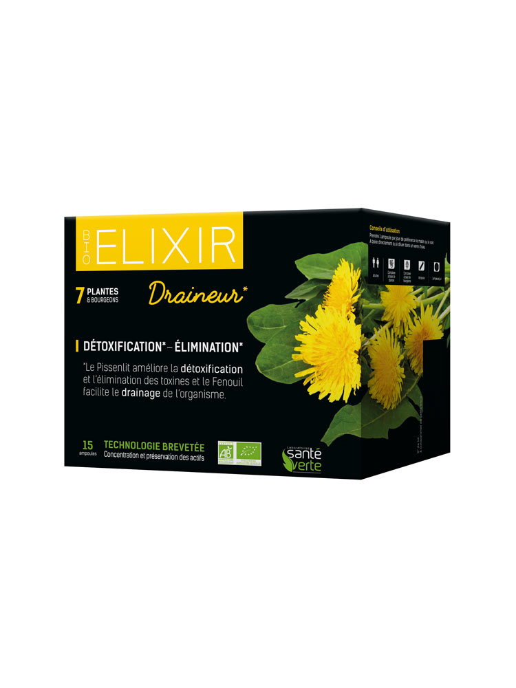 Santé Verte Bio Elixir Draineur 15 Ampoules - Acheter à Santé Verte Bio Elixir Draineur 15 Ampoules - Acheter à