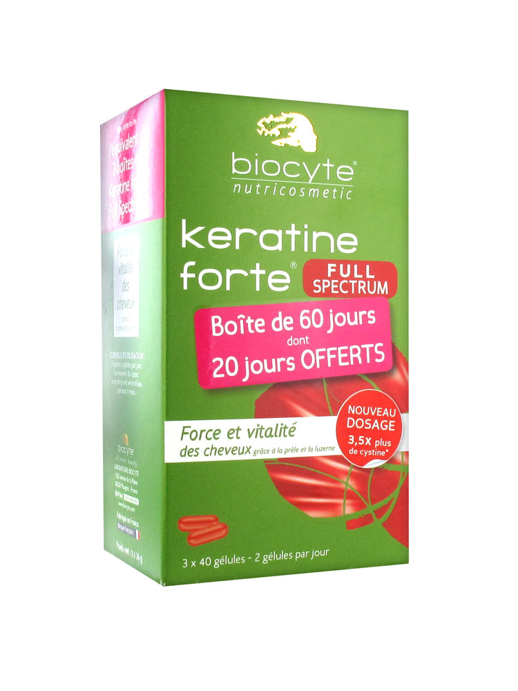 Biocyte Keratine Forte Full Spectrum 3 x 40 Capsules | Low Biocyte Keratine Forte Full Spectrum 3 x 40 Capsules | Low