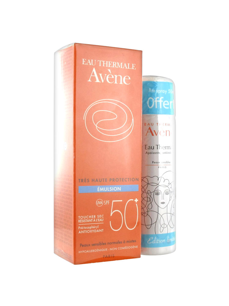 Avène Sun Care SPF 50+ Face Emulsion 50ml + Free Thermal Water Spray 50ml
