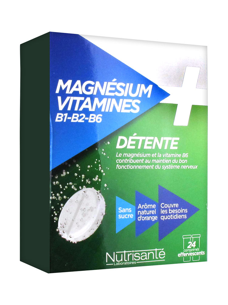 Nutrisanté Magnésium + Vitamines B1 B2 B6 24 Comprimés Effervescents
