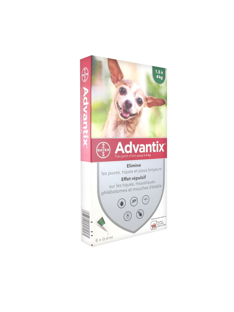 Bayer Advantix Spoton Lösung Für Sehr Kleine Hunde Bis 4 kg 6 Pipetten