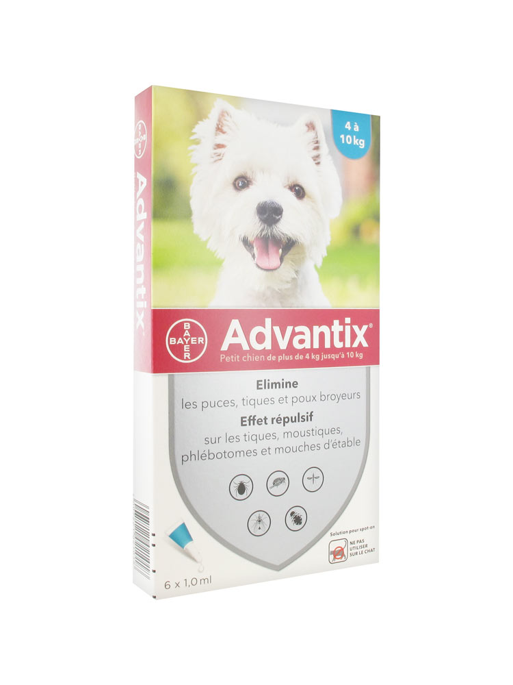 Bayer Advantix Spoton Lösung Für Kleine Hunde 4 Bis 10 kg 6 Pipetten