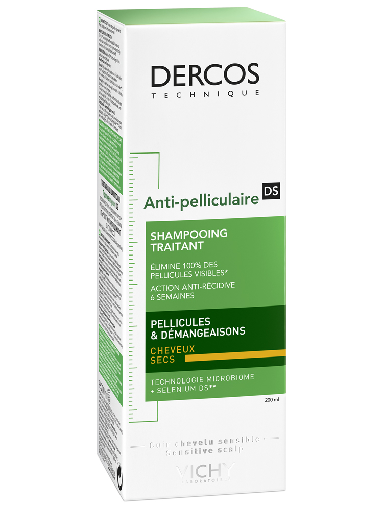 Vichy dercos shampoing traitant anti-pelliculaire cheveux secs 200 ml