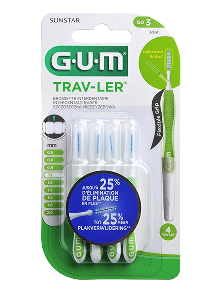 GUM Proxabrush Trav-ler 4 Interdental Brushes - Model: 1414: 1,1 mm