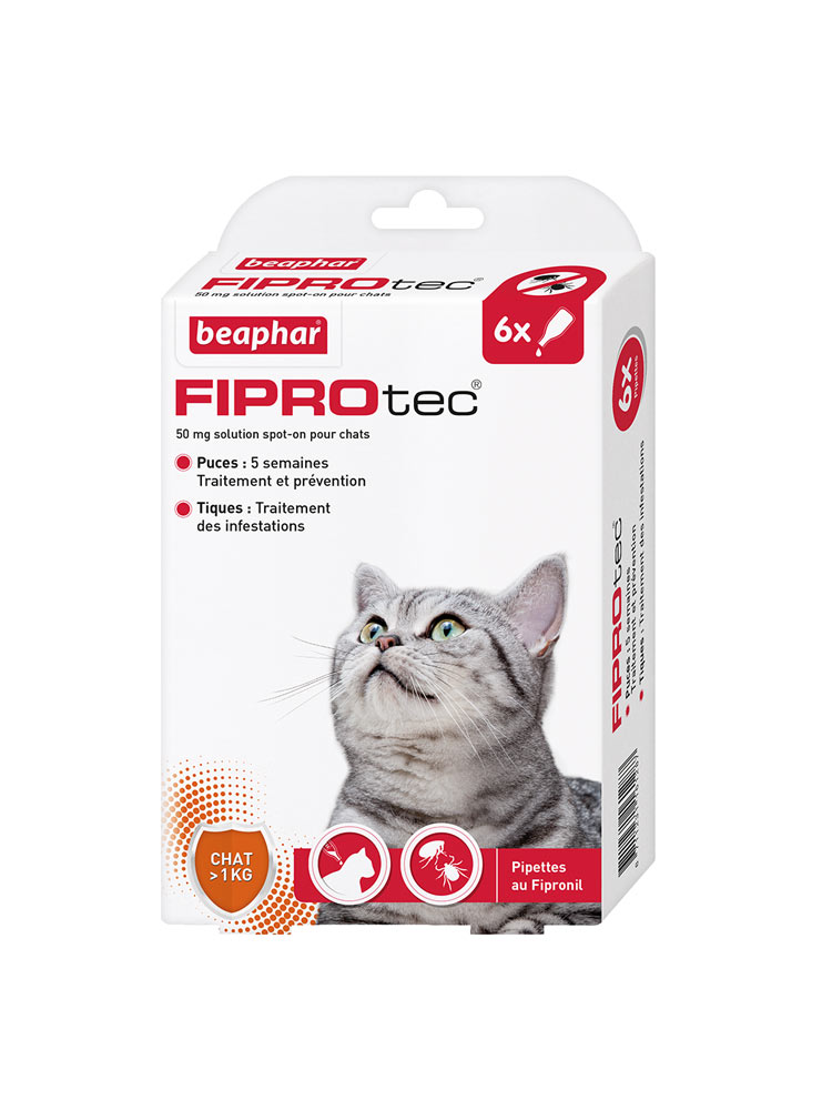 Beaphar Fiprotec 50 Mg Spot On Solution Cats 6 Pipettes Of 050ml