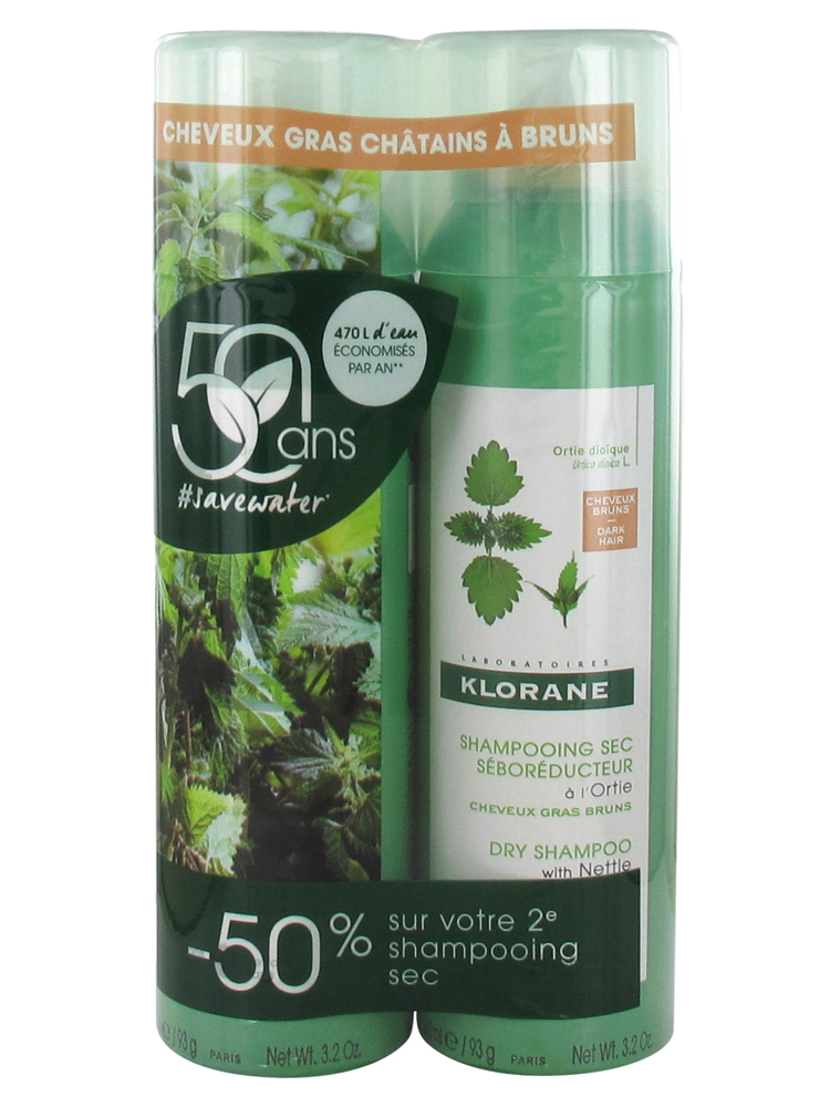Klorane Dry Seboregulating Shampoo With Nettle Extract 2 X 150ml