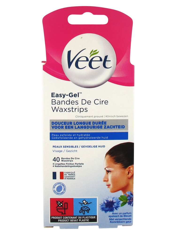 Veet Easy Gel Wax Strips For Face Sensitive Skins 40 Strips