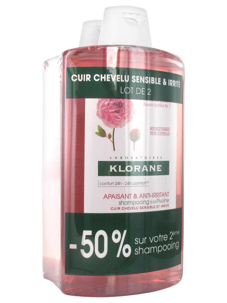 Klorane Shampoing Apaisant & AntiIrritant à la Pivoine Lot de 2 x 400 ml