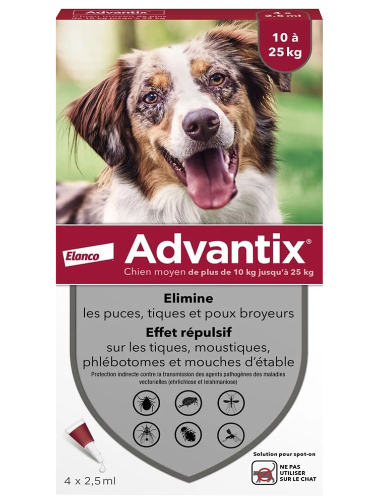 Bayer Advantix Spoton Lösung Für Mittelgroße Hunde 10 Bis 25 kg 4 Pipetten