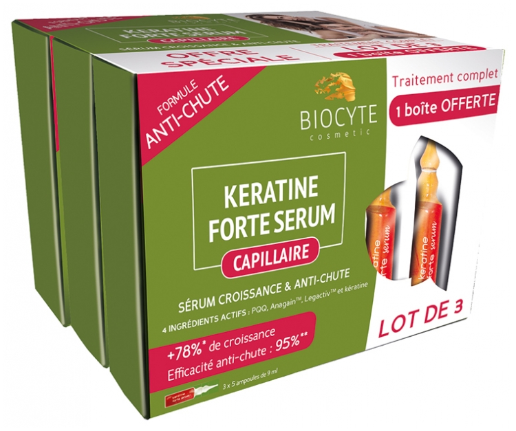 Biocyte Anti-Chute Keratine Forte Serum Lot de 3 x 5 Ampoules