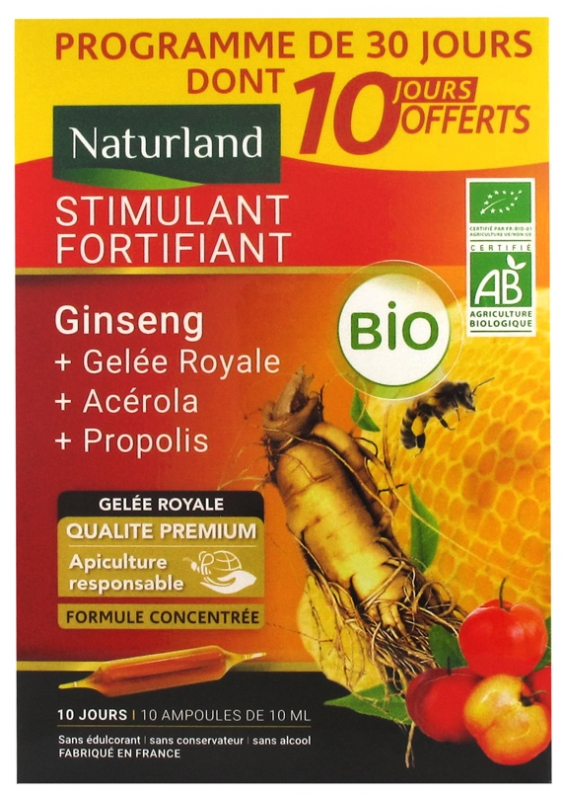 Naturland Organic Fortifying Stimulant 20 Phials of 10ml + 10 Phials