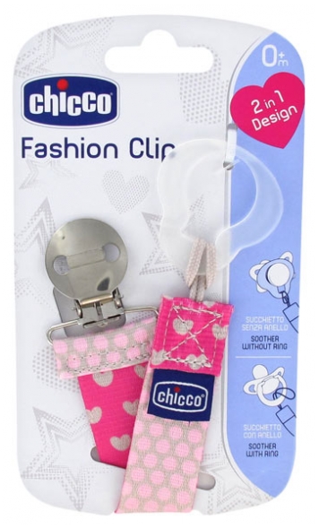 Chicco Clip Fashion rosa Cadena portachupetes