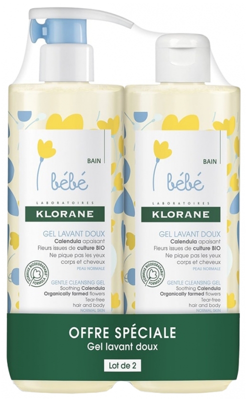 Klorane Bebe Gel Lavant Doux Lot De 2 X 500 Ml