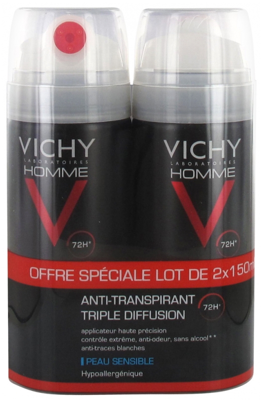 Vichy Men Triple Diffusion 72HR Antiperspirant Deodorant Spray 2 x 150ml