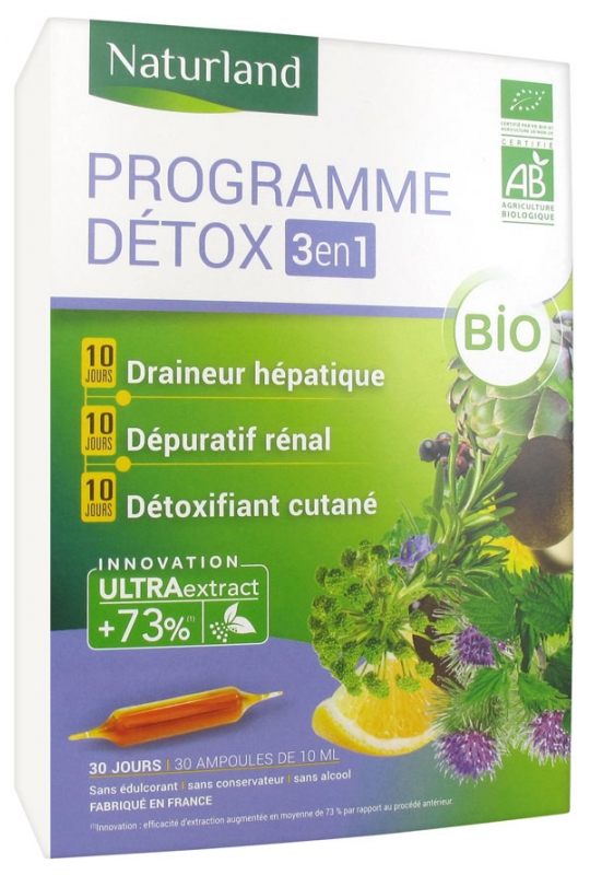 Naturland Organic Program Detox 3 in 1 30 Phials of 10ml