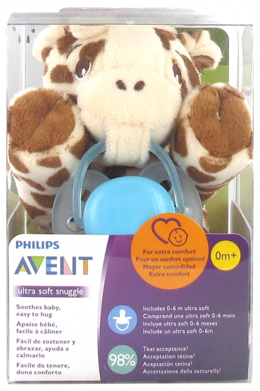 Avent Pacifier Clip + Ultra Soft Pacifier 06 Months Model Giraffe