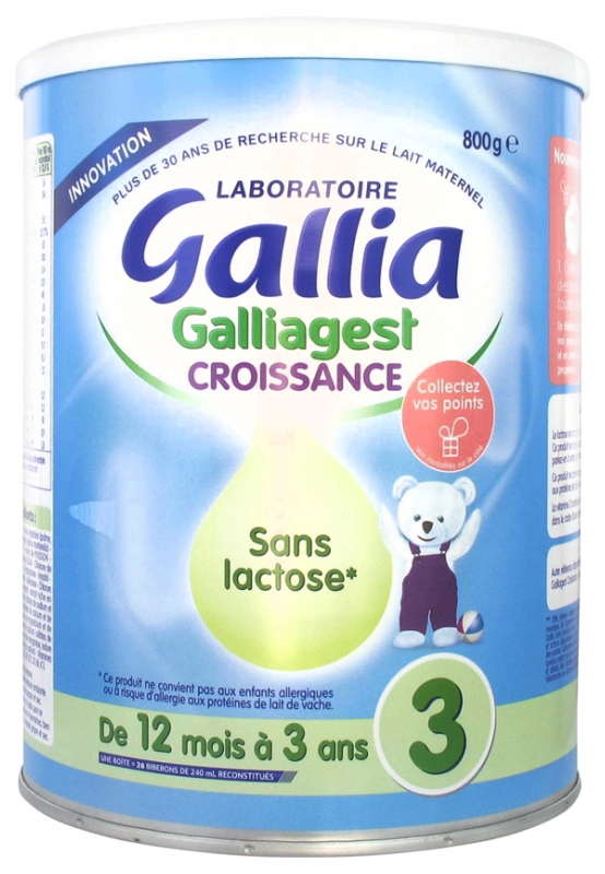 Lait En Poudre Gallia Galliagest Croissance - Pour Bébés De 12 Mois à 3 Ans, Source De Fibres, Boîte De 900g