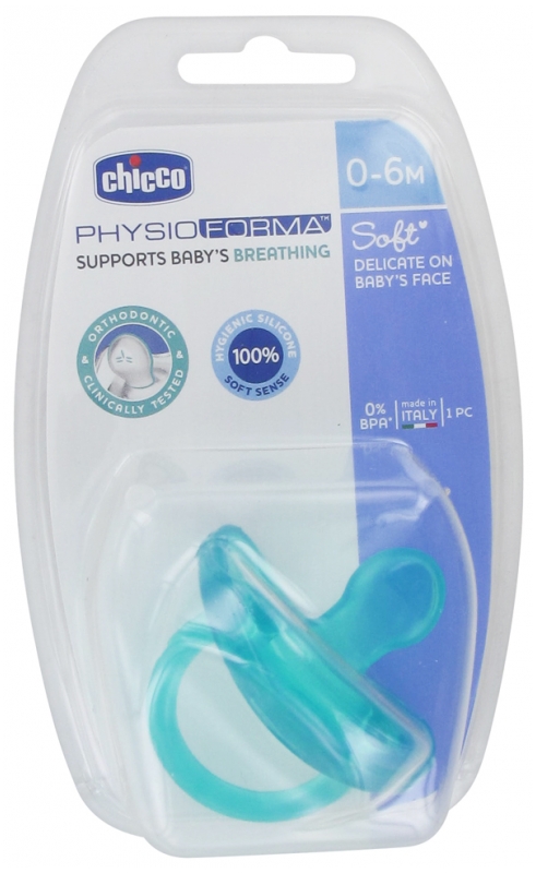 Chicco Physio Forma Soft Silicone Soother 0-6 Months - Colour: Turquoise
