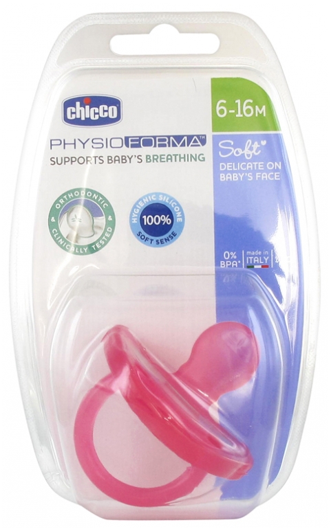 Chicco Physio Forma Soft Silicone Soother 6-16 Months - Colour: Pink