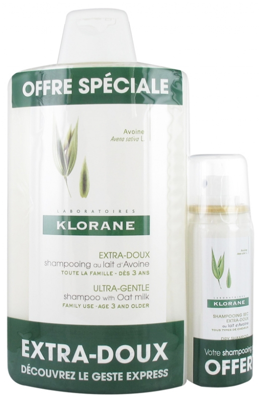 Klorane Shampooing ExtraDoux au Lait d'Avoine 400 ml + Shampooing Sec