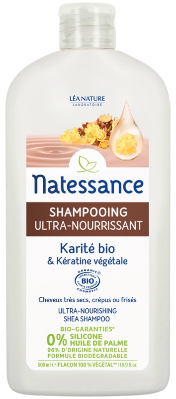 Natessance Ultra Pflege Shampoo Bio Sheabutter Und Pflanzliches Keratin 500 Ml