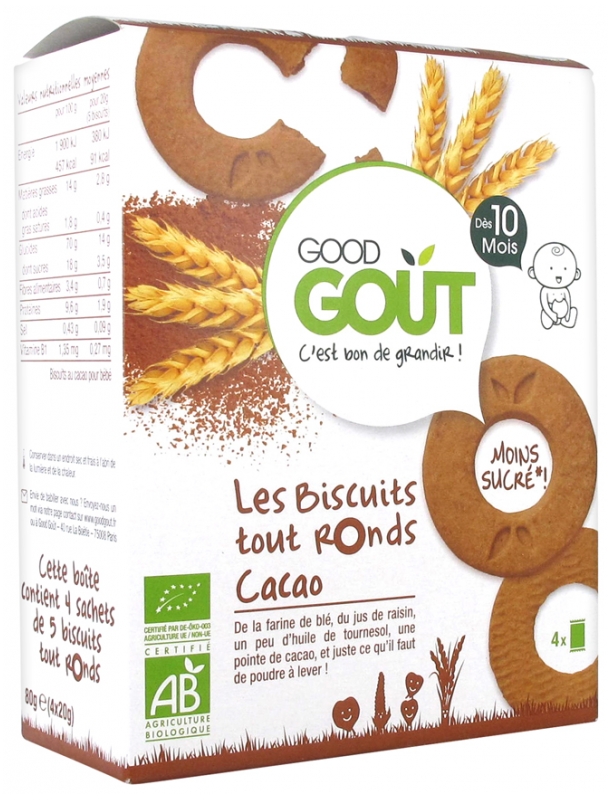 Good Goût Organic Round Cocoa Biscuits From 10 Months 20 Biscuits