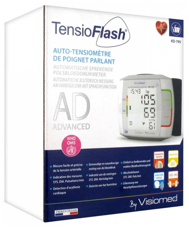Visiomed TensioFlash Automatic Talking Wrist Blood Pressure Monitor KD795